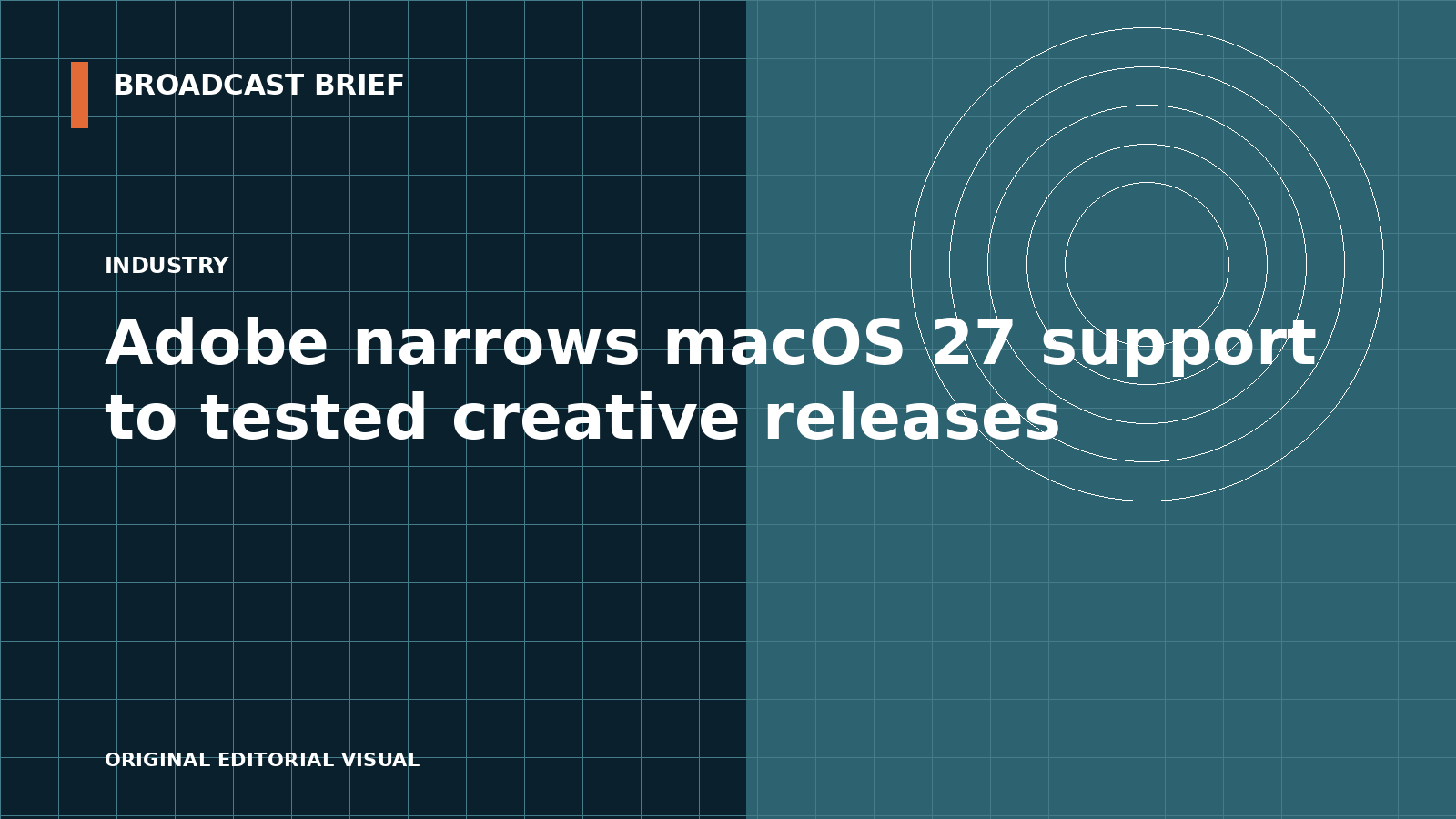 Editorial illustration for Adobe narrows macOS 27 support to tested creative releases