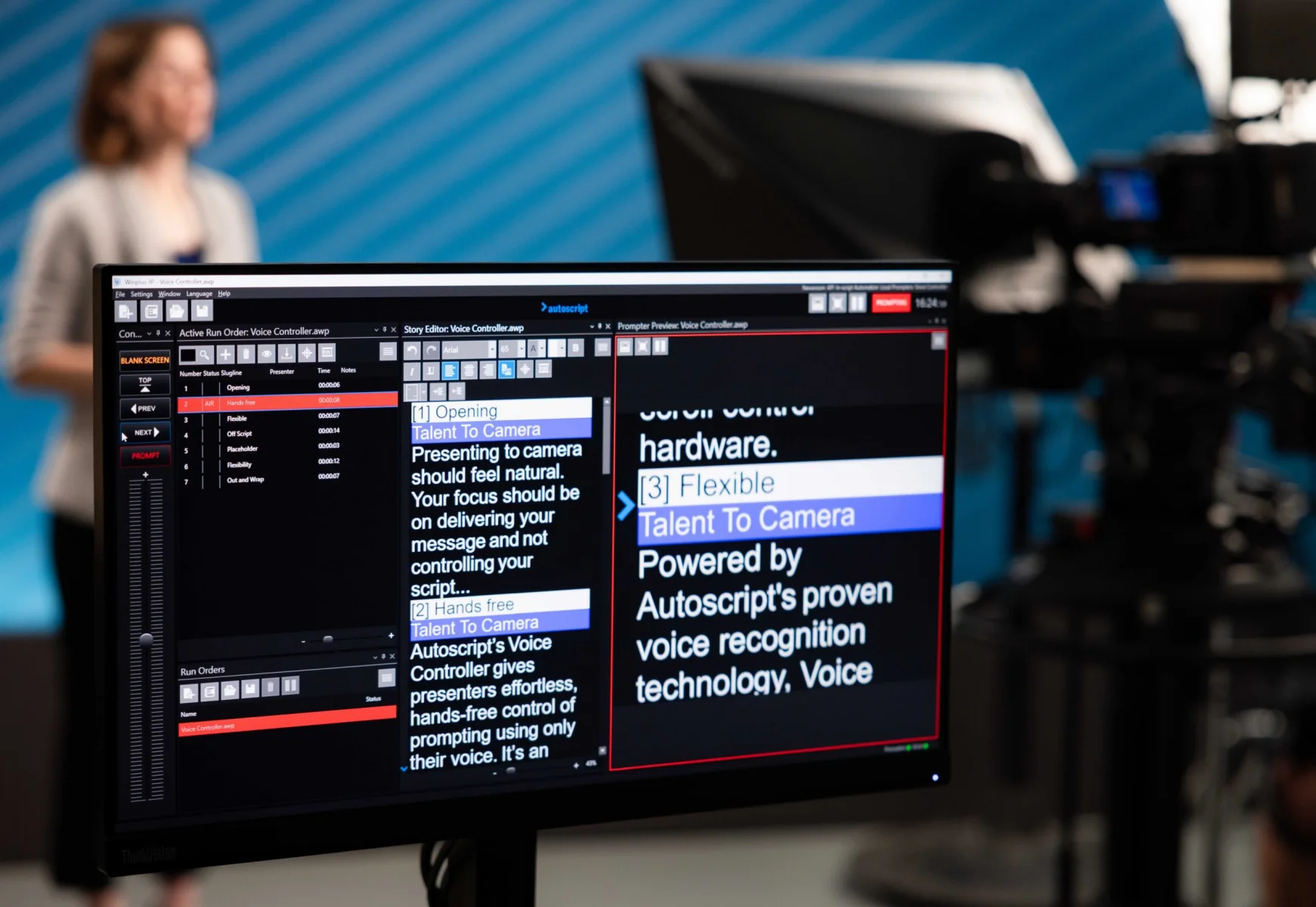 Source image for Autoscript lets a presenter pace WinPlus-IP prompting by voice