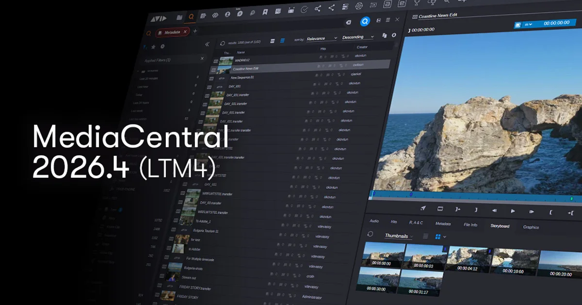 Source image for Avid MediaCentral 2026.4 adds AI language tools and planning automation