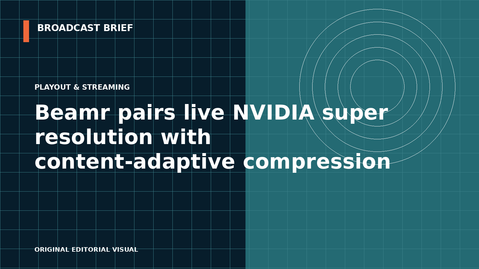 Editorial illustration for Beamr pairs live NVIDIA super resolution with content-adaptive compression
