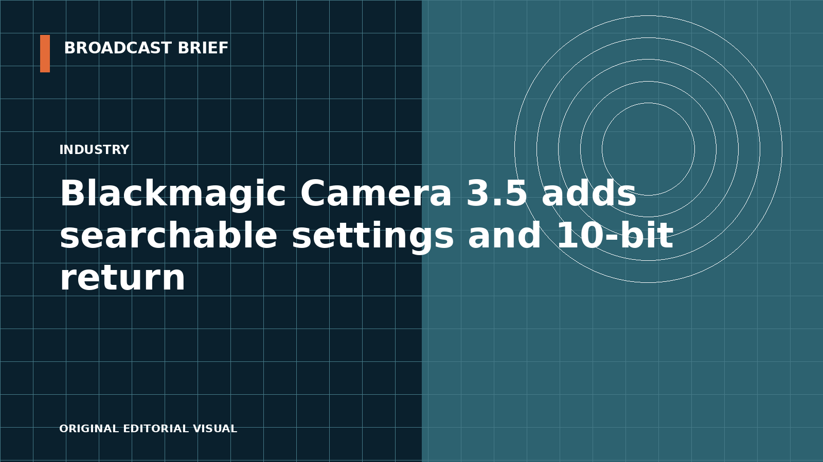 Editorial illustration for Blackmagic Camera 3.5 adds searchable settings and 10-bit return