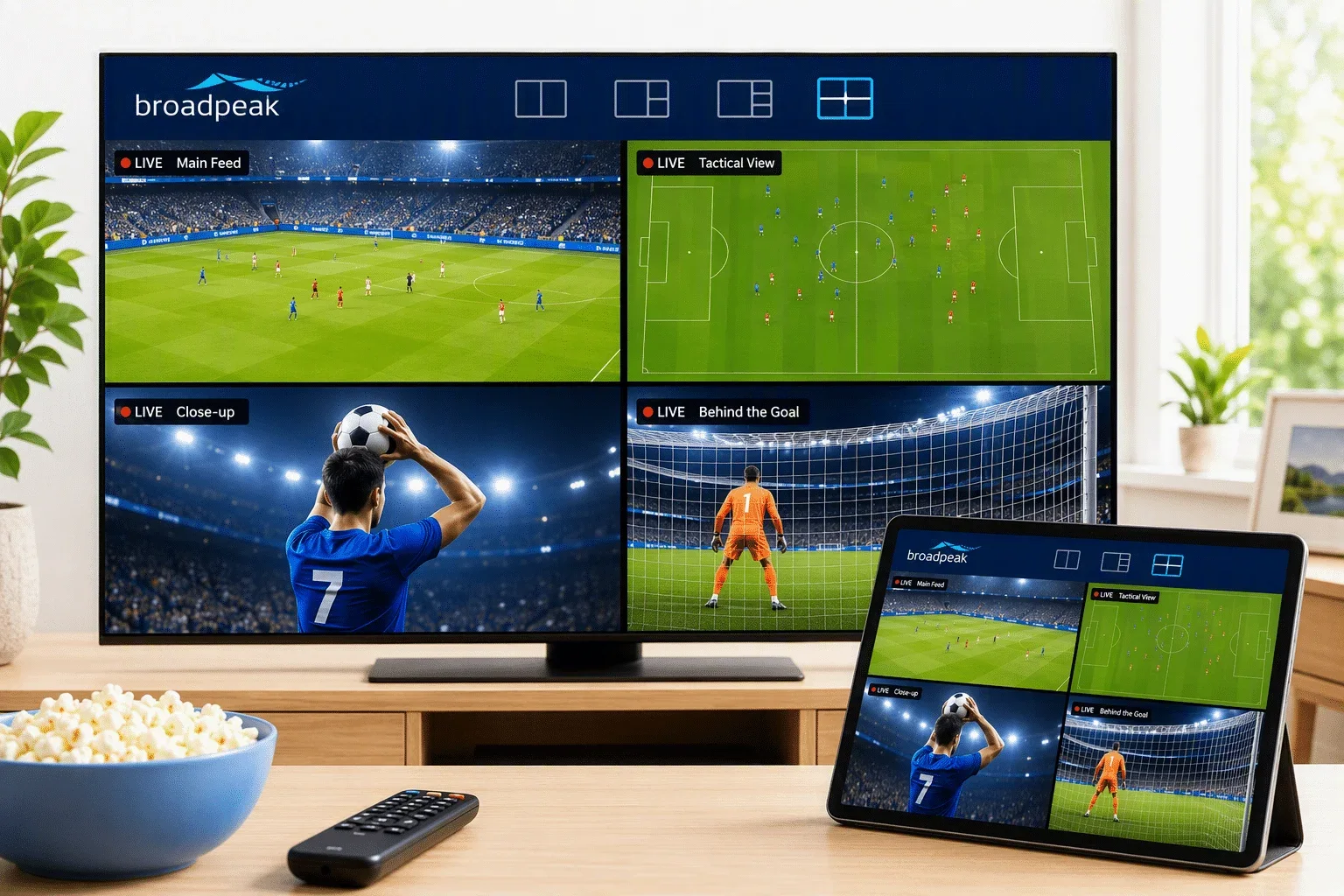 Broadpeak Multiview as a Service showing multiple live video feeds