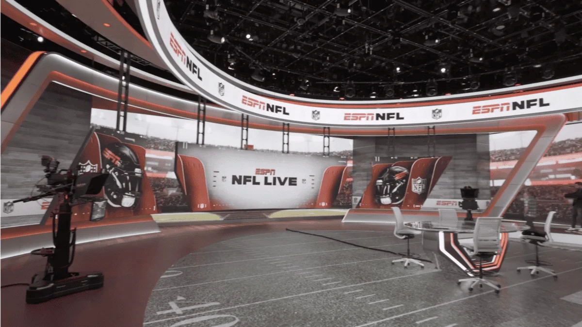 ESPN Studio W with large LED walls and NFL Live set