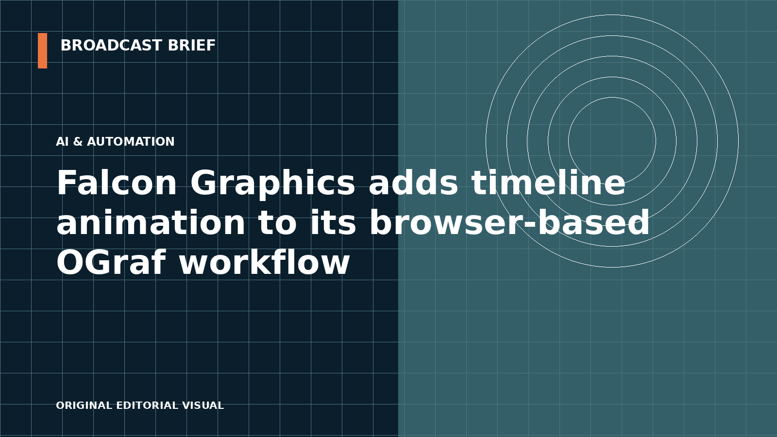 Editorial illustration for Falcon Graphics adds timeline animation to its browser-based OGraf workflow