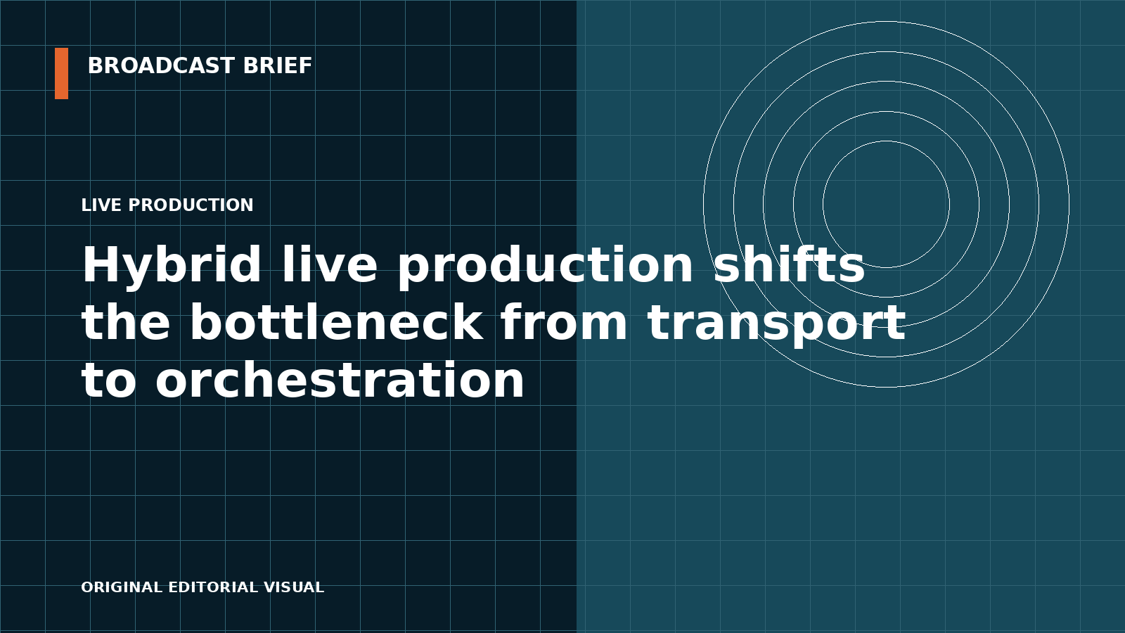 Editorial illustration for Hybrid live production shifts the bottleneck from transport to orchestration