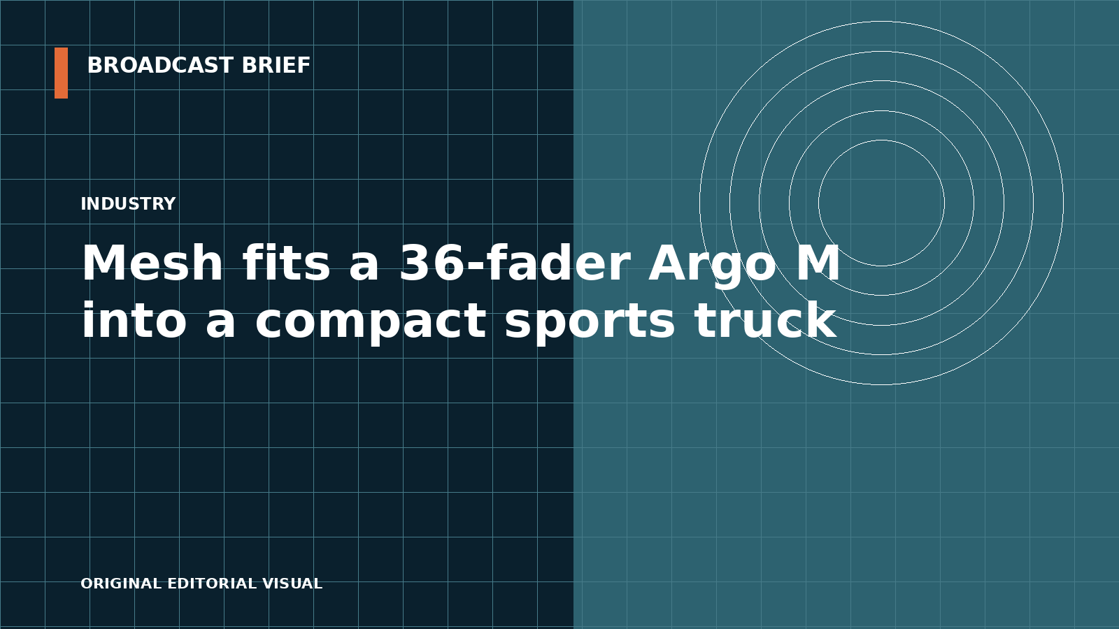 Editorial illustration for Mesh fits a 36-fader Argo M into a compact sports truck