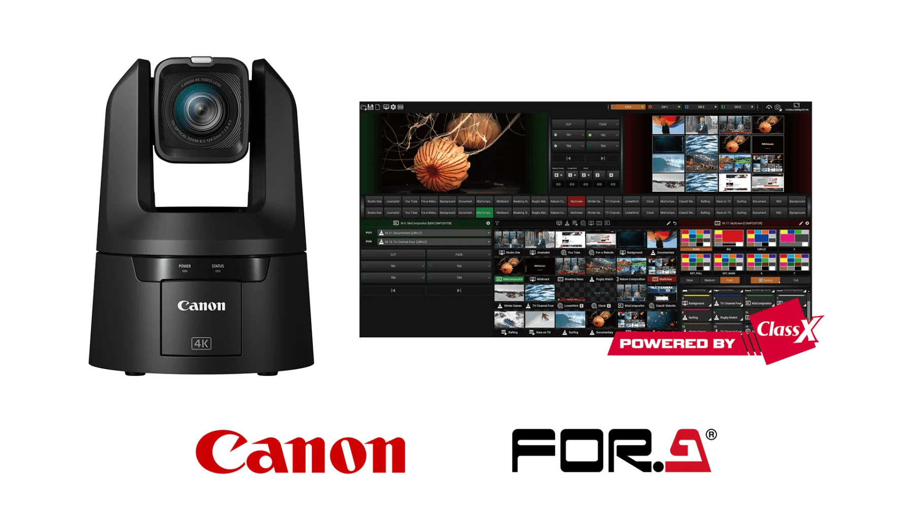 FOR-A MixBoard and Canon PTZ production integration shown in the official announcement