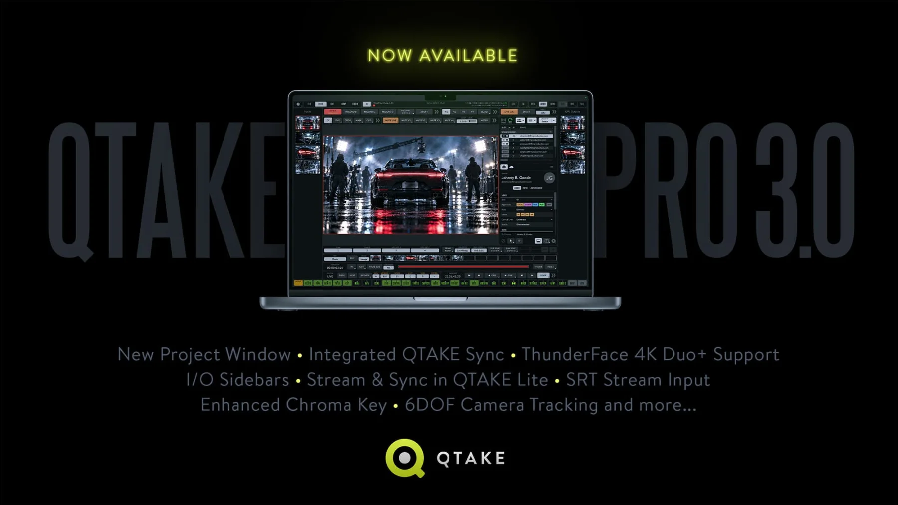 Source image for QTAKE Pro 3.0 joins video I/O, SRT and on-set metadata in one release