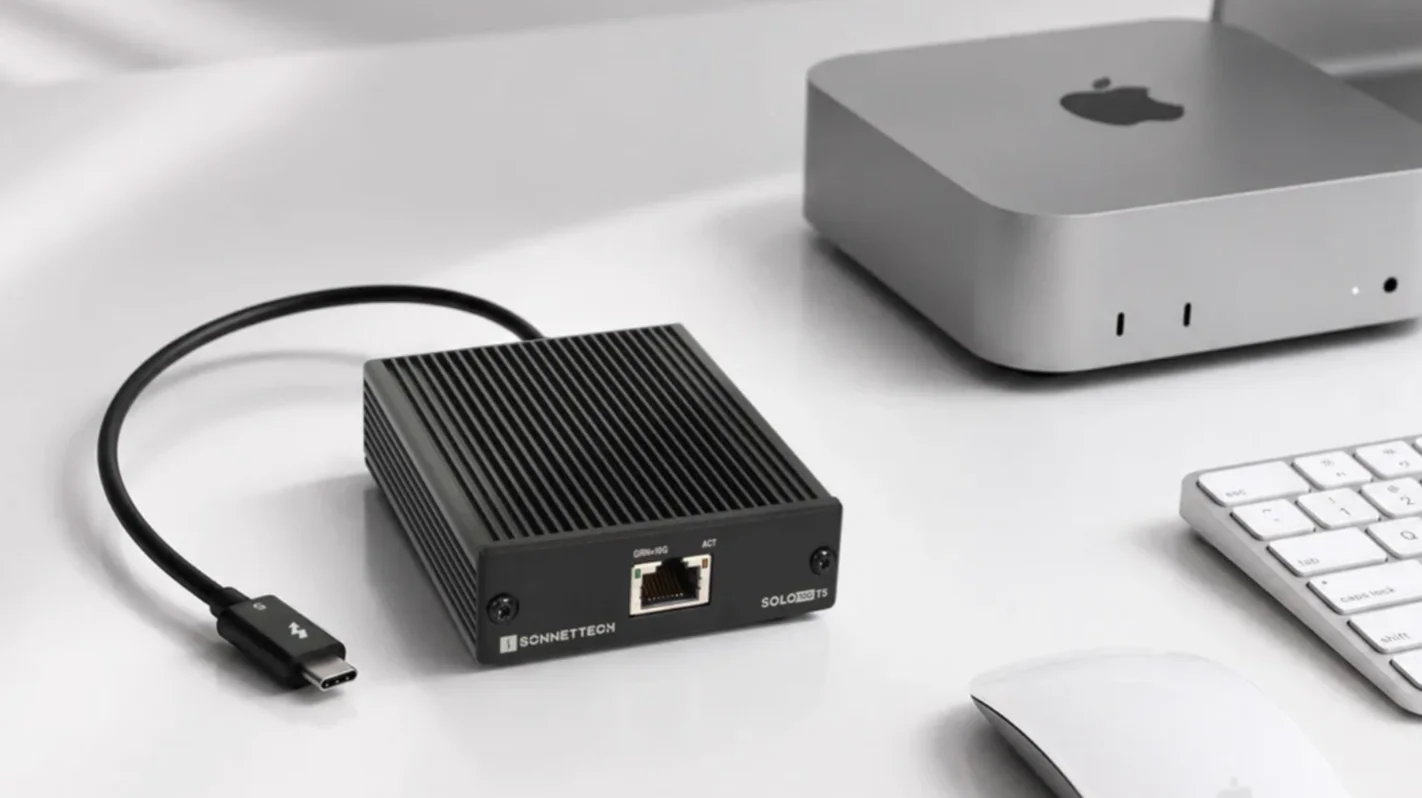 Source image for Solo10G T5 puts fanless 10GbE on a bus-powered Thunderbolt link