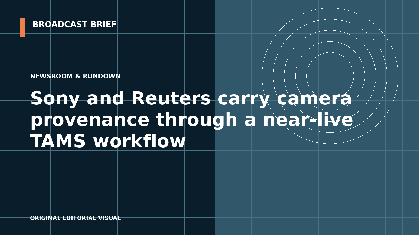 Editorial illustration for Sony and Reuters carry camera provenance through a near-live TAMS workflow