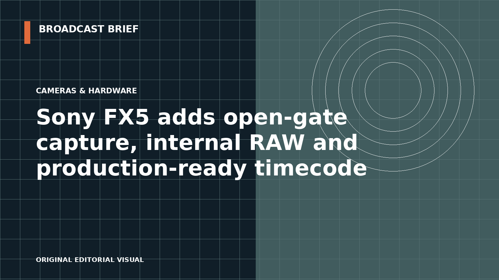 Editorial illustration for Sony FX5 adds open-gate capture, internal RAW and production-ready timecode