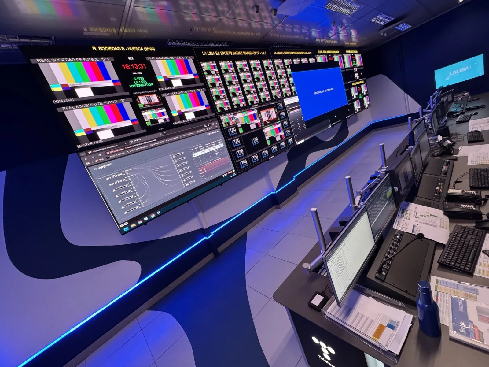 Source image for TSAmediaHUB monitors NDI feeds on a 23-square-metre LED wall