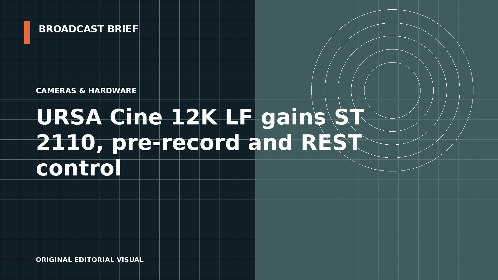 Editorial illustration for URSA Cine 12K LF gains ST 2110, pre-record and REST control
