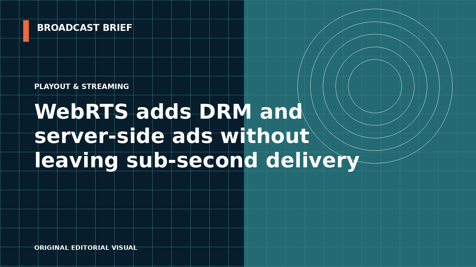 Editorial illustration for WebRTS adds DRM and server-side ads without leaving sub-second delivery
